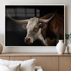 Texas Longhorn Bull Canvas Wall Art, Rustic Western Farmhouse Decor