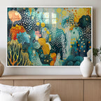 Luminous Abstract Ocean Garden Wall Art Canvas Print, Vibrant Coral Reef Marine Life