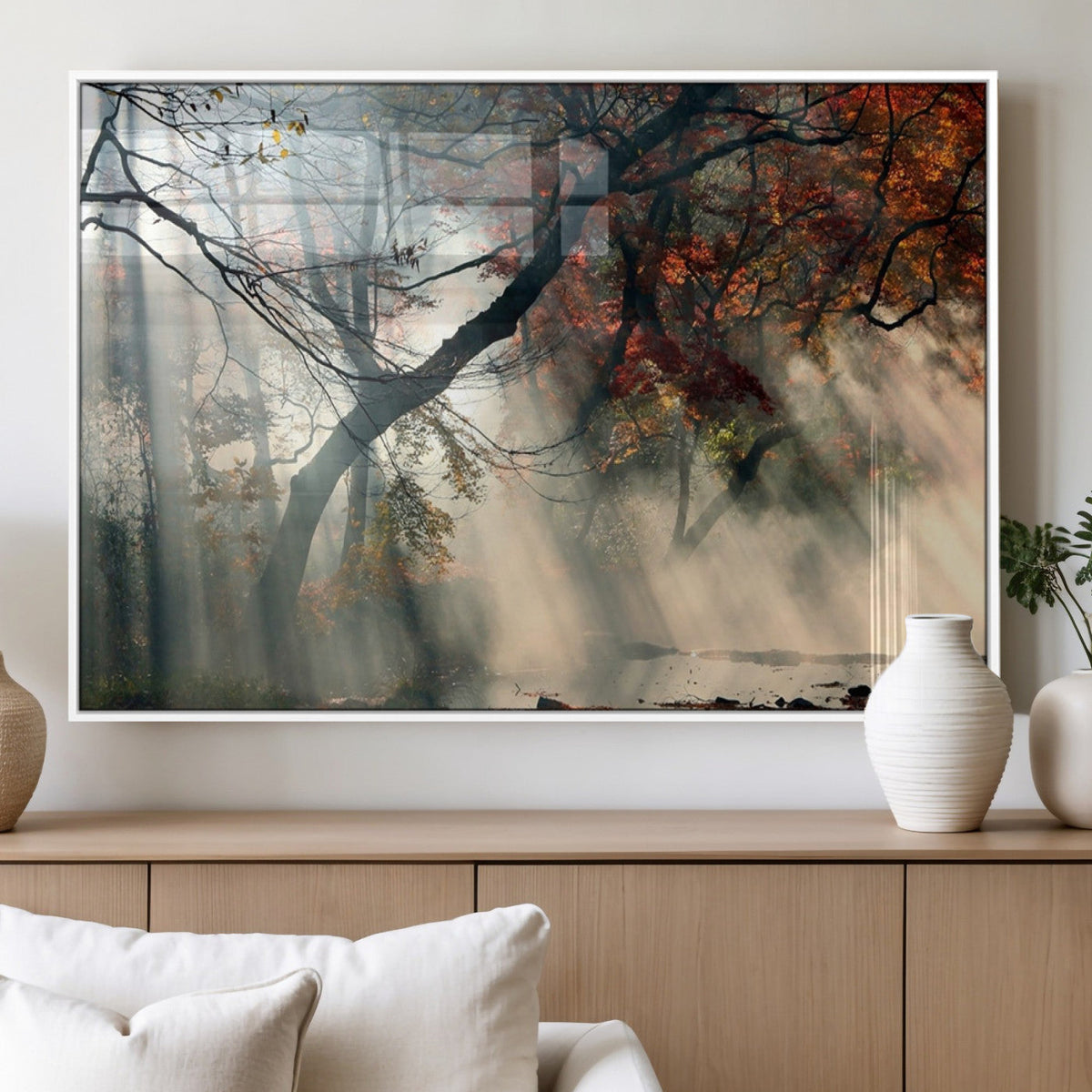 Sunlit Autumn Forest Wall Art Canvas Print