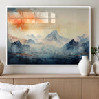 Warm Clouds Abstract Mountain Wall Art Canvas Print