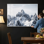 Snowy Mountain Range Canvas Print, Alpine Peaks Landscape Wall Art