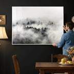Foggy Forest Wall Art Canvas Print, Misty Pine Tree Landscape