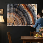 Abstract Tree Ring Wall Art Print, Natural Rustic Wood Grain Canvas