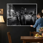 Boston Wall Art Canvas Print, Boston City Downtown Night Cityscape