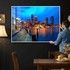 Boston Wall Art Canvas Print, Boston City Downtown Night Cityscape