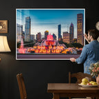 Chicago Wall Art Canvas Print - Chicago City Downtown Night Cityscape