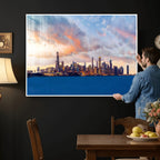 Chicago Wall Art Canvas Print - Chicago City Downtown Night Cityscape