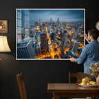 Chicago Wall Art Canvas Print - Chicago City Downtown Night Cityscape