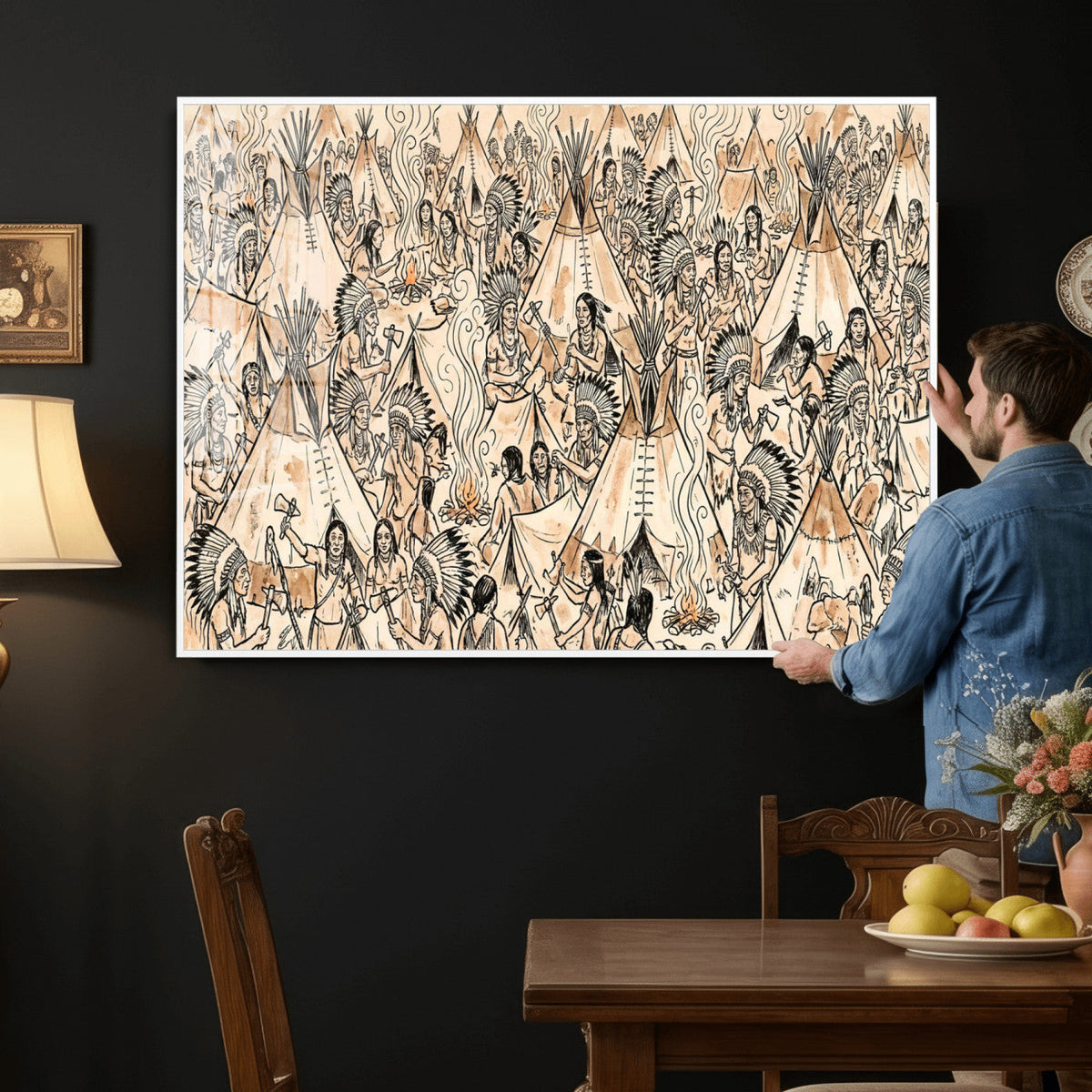 Native American Indian Wall Art Canvas Print