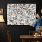 Abstract Texas Cow Wall Art Canvas Print, Farm Longhorn Art for Cabin Decor