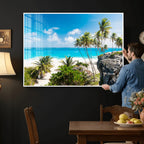 Tropical Beach Wall Art Canvas Print, Palm Tree Ocean Landscape Photography