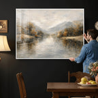 Neutral Abstract River Landscape Wall Art Canvas Print
