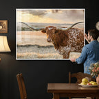 Texas Longhorn Wall Art Canvas Print, Western Ranch Bull Photography