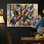 Geometric Abstract Wall Art Canvas Print, Orange Blue