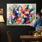 Geometric Abstract Wall Art Canvas Print, Orange Blue