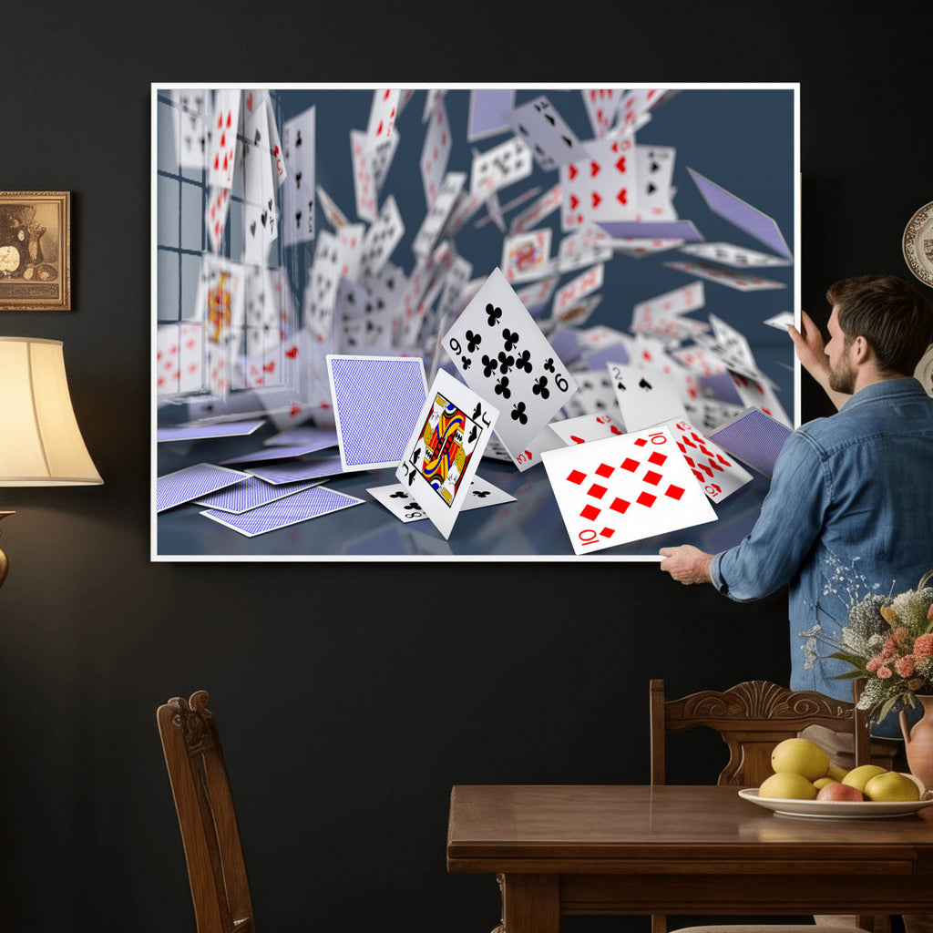 Playing Cards Canvas Wall Art | Casino Game Room Decor
