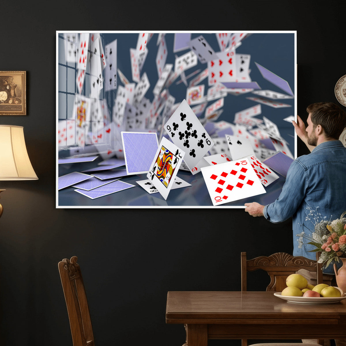 Playing Cards Canvas Wall Art | Casino Game Room Decor