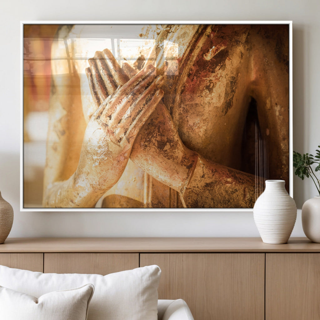 Buddha Statue Hands Wall Art Canvas Print