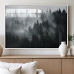 Foggy Forest Wall Art Canvas Print | 3 Panel Large Misty Landscape