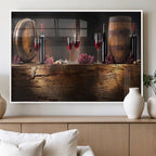 Wine and Barrels Wall Art Canvas Print