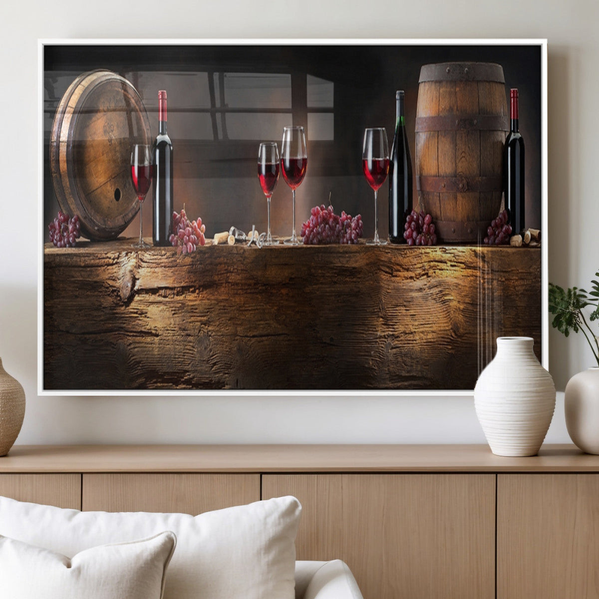 Wine and Barrels Wall Art Canvas Print