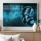 Music and Microphone Wall Art Canvas Print