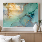 Green Marble Fluid Effect Abstract Canvas Wall Art Print