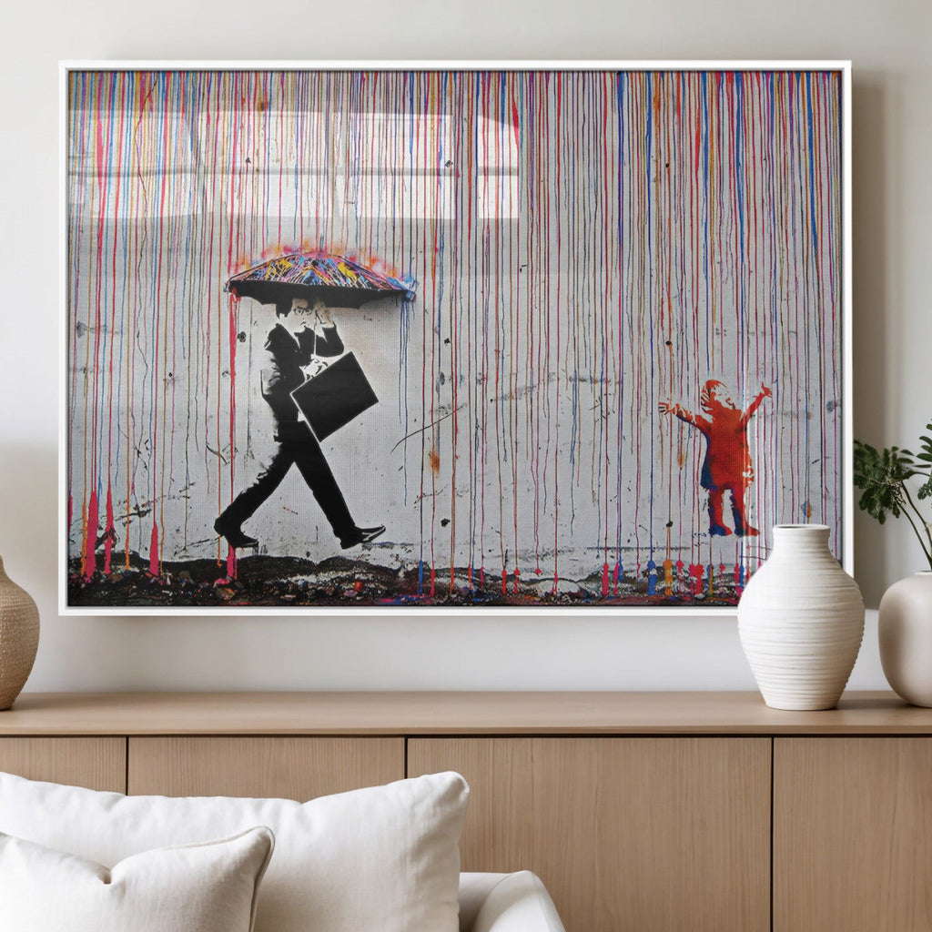 Banksy Wall Art Canvas Print | Framed Graffiti Street Art Picture