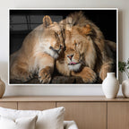 Lion and Lioness Wall Art Canvas Print | African Wildlife Animal Art