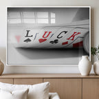 Framed Lucky Poker Cards Canvas | Modern Triptych Wall Art for Game Rooms