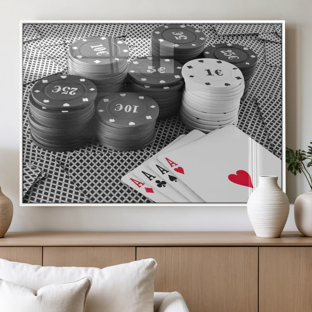 Poker Game Cards Wall Art Canvas, Multi Panel Wall Art