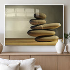 Fluvial Zen Stones Canvas Wall Art Print