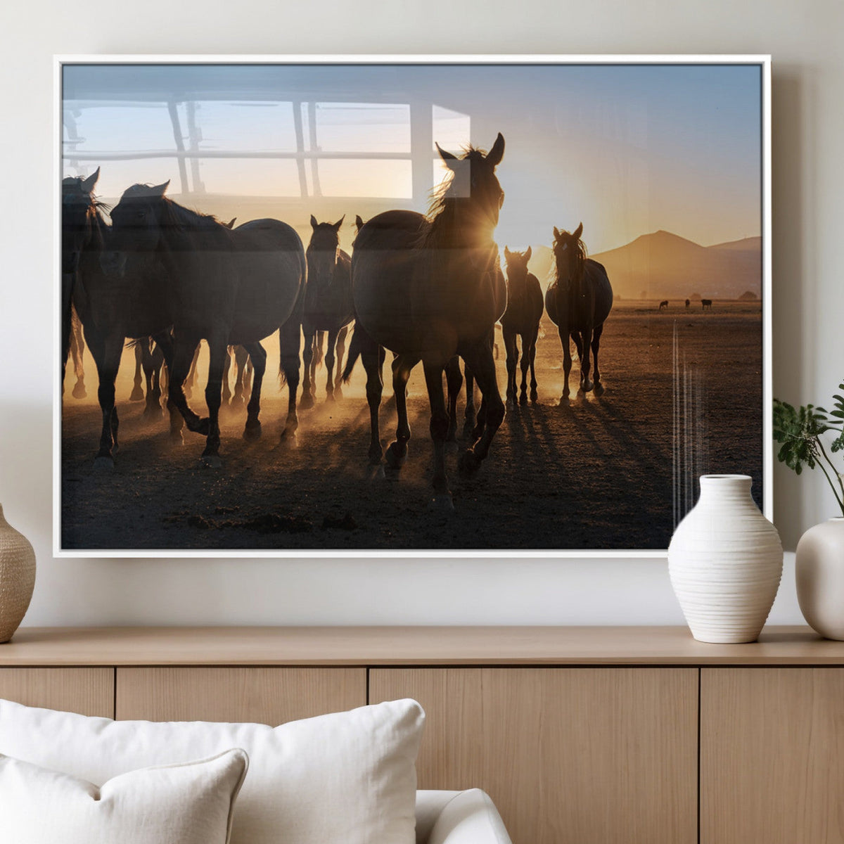 Horse Herd Wall Art Animal Canvas Print