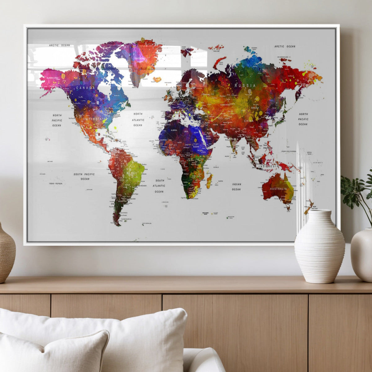 World Map Canvas Print | Detailed Map of the World Wall Art