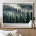 Captivating Misty Forest Wall Art, Foggy and Serene Atmosphere Canvas Print