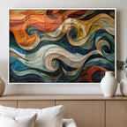 Abstract Wave Wall Art, Ready to Hang Framed Canvas Print | Extra Large 3 Piece Canvas Wall Art