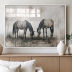 Chinese Ink Style Vintage Horses Wall Art Canvas Print