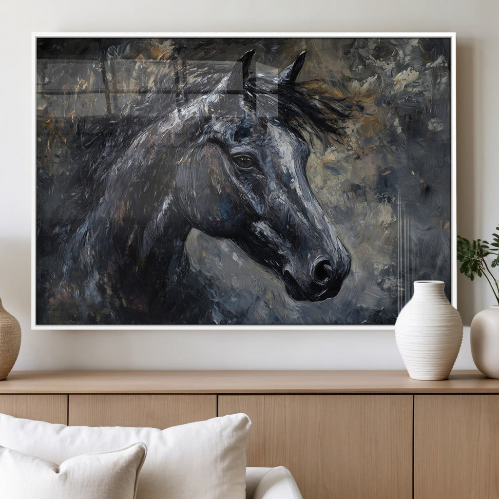 Large Abstract Horse Wall Art Canvas Print, Farmhouse Wall Art