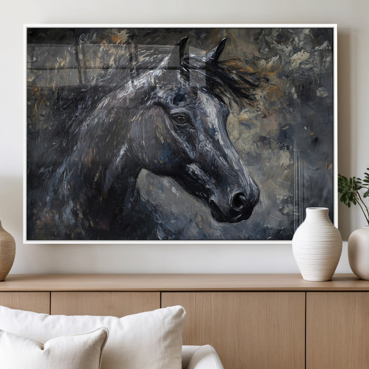 Large Abstract Horse Wall Art Canvas Print, Farmhouse Wall Art