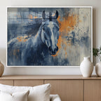 Abstract Blue Horse Wall Art Print Canvas | Western Horse Wall Art for Farmhouse Decor