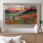 Yayoi Kusama 1986 Wall Art Print, Wabi Sabi Japanese Vibrant Abstract Landscape Canvas
