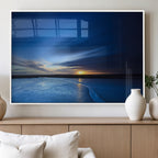 Blue Sunset Ocean Canvas Wall Art Print | Serene Coastal Horizon