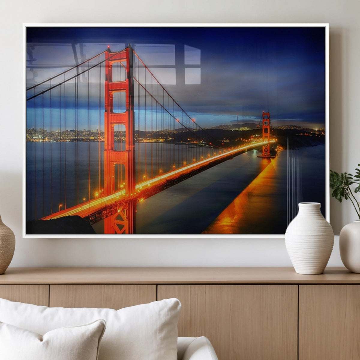 Large Wall Art San Francisco Canvas Print - Wonderful Golden Gate Bridge at Twilight