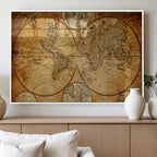 Vintage World Map Canvas Print | Antique Push Pin Travel Map