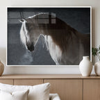 Large Wall Art Cream Colored Horse on Grey Background Canvas
