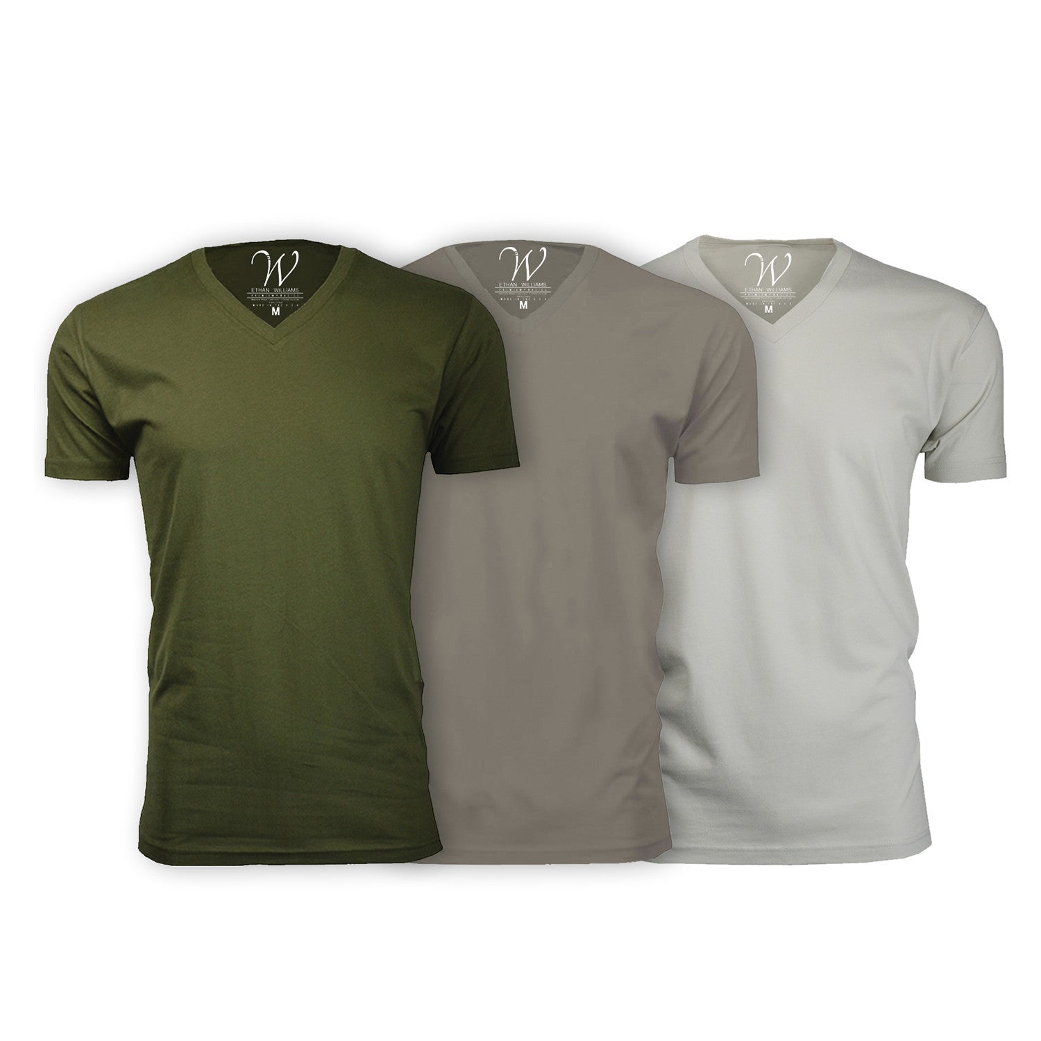Ultra Soft Sueded V-Neck // Military Green + Stone + Sand // Pack of 3