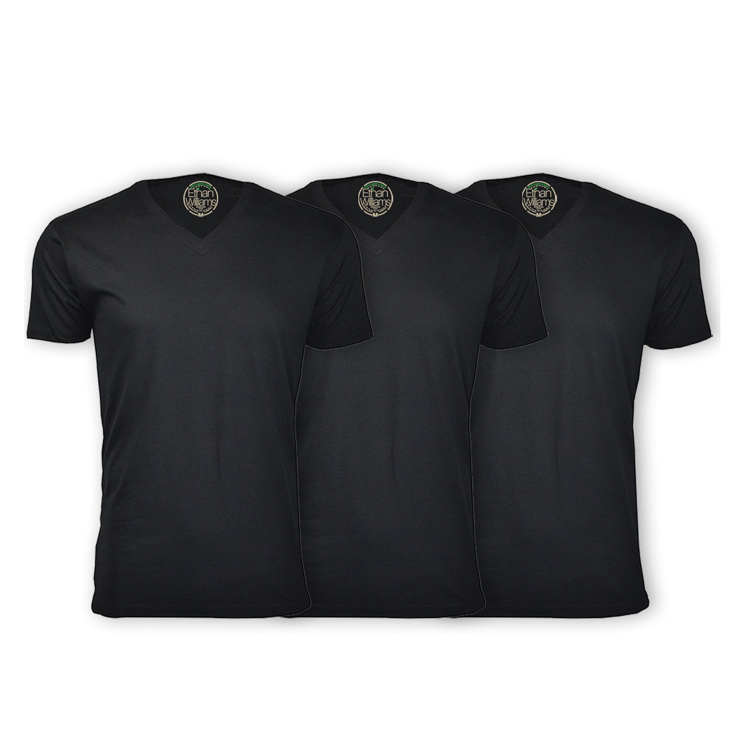 Semi-Fitted V Neck T-Shirt // Black // Pack of 3