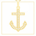 Anchor Cross Cubic Zirconia Pendant 14K Gold Filled Men Men Women Jewelry