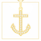 Anchor Cross Cubic Zirconia Pendant 14K Gold Filled Men Men Women Jewelry