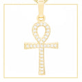 Ankh Cross Cubic Zirconia Pendant 14K Gold Filled Men Women Jewelry
